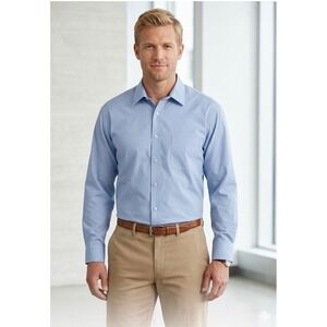 Joseph & Feiss Mens Light Blue Non Iron Cotton Dress Shirt 18 34/35